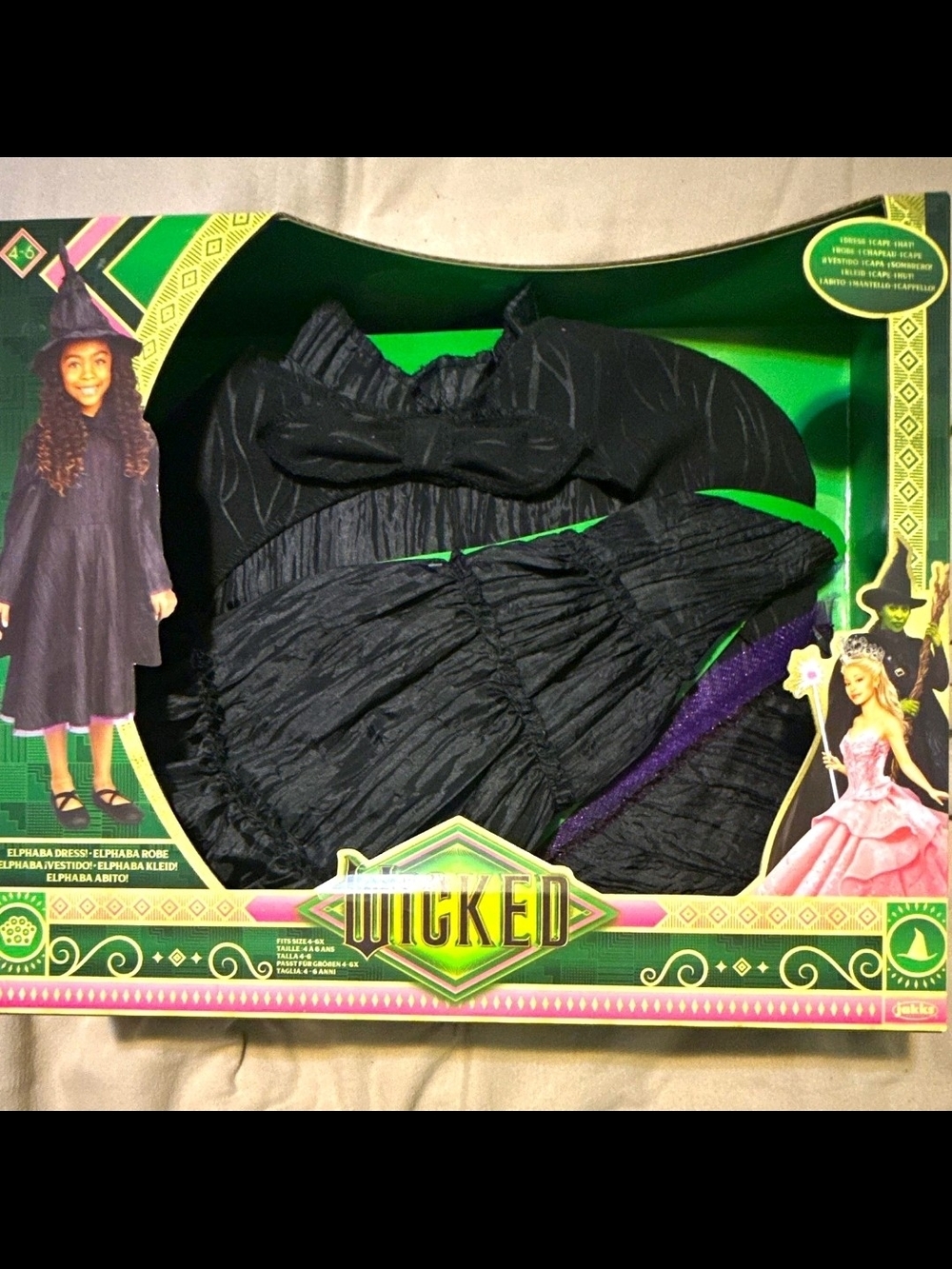 Wicked Elphaba Witch Girls Costume CompleteBlack Witch Dress-Up Costume for Kids